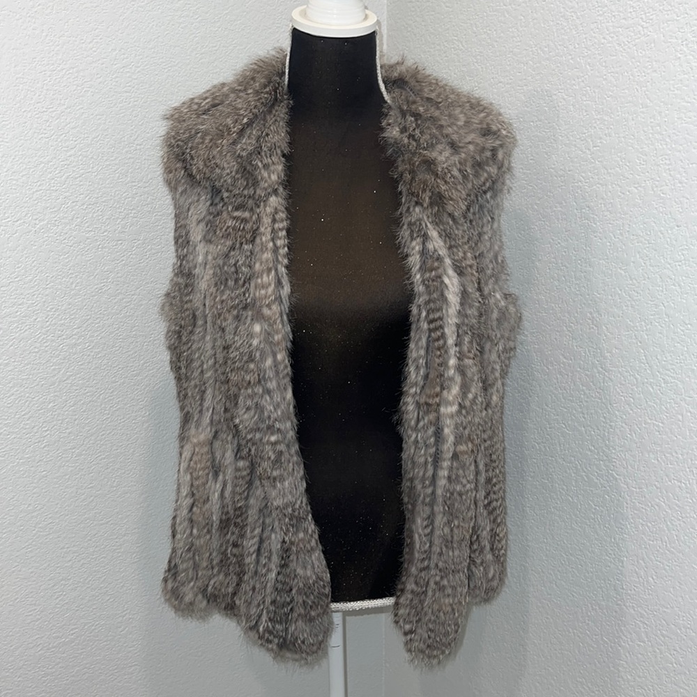 Genuine real rabbit fur vest grey size M